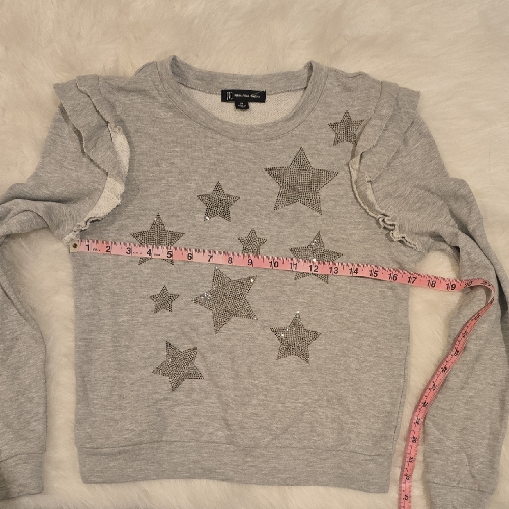 Gray Star-Patterned Ruffle Women's Sweater - Picture 5 of 6